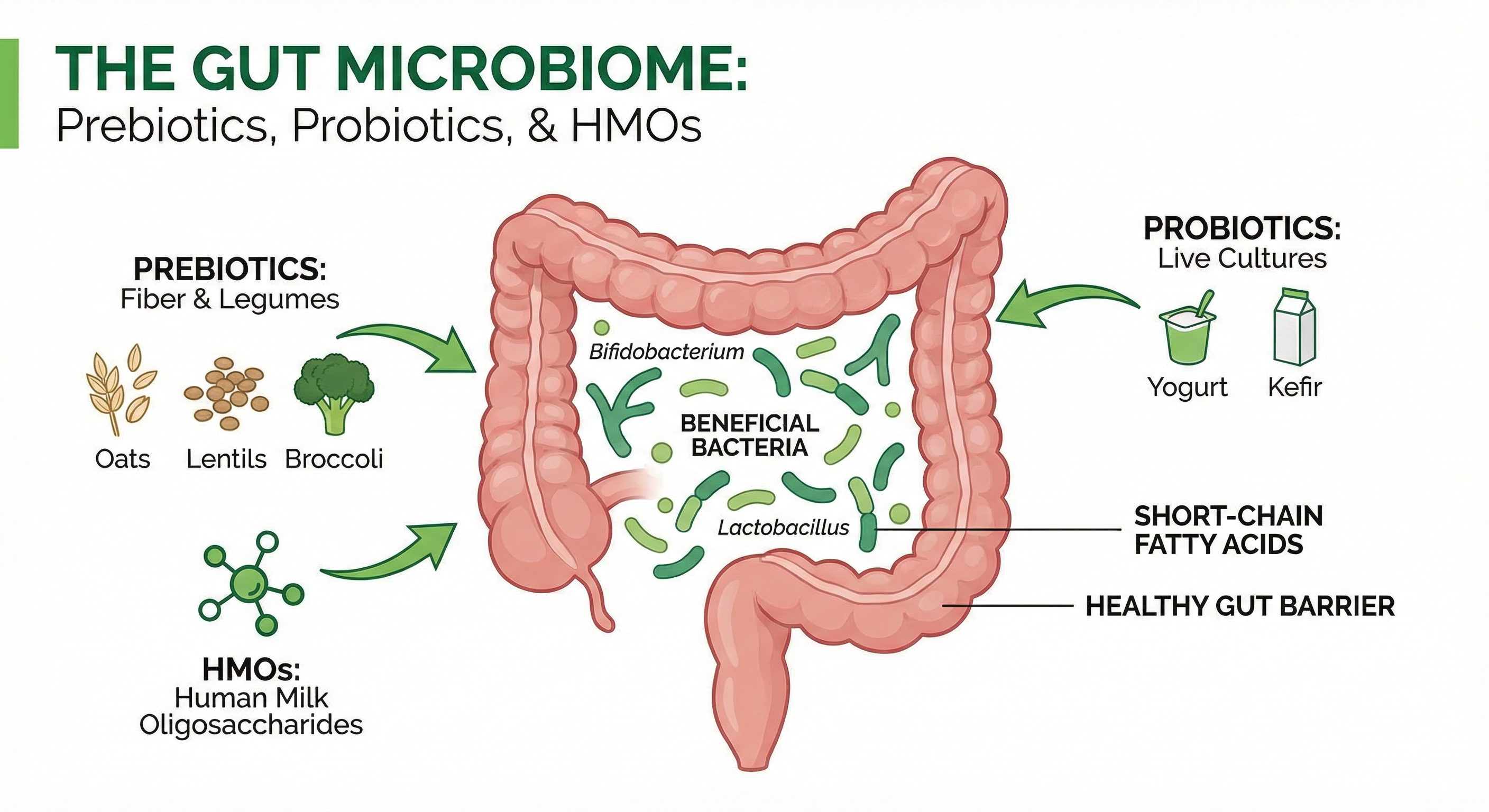 Infografía sobre la salud intestinal y el impacto de la fibra